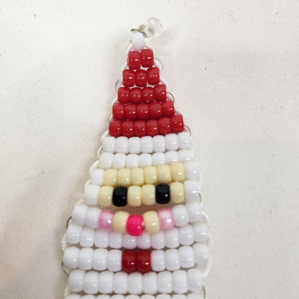 Pony Beaded Plastic Santa Claus Christmas Doll Ornament Multicolor Hanging Small - Picture 2 of 4
